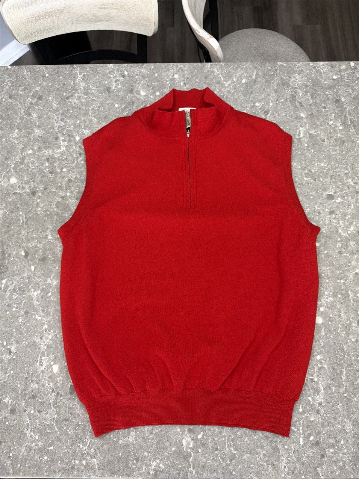 Fairway Greene Italian Merino Wool Quarter Zip Wind Vest Men's XL Red Golf