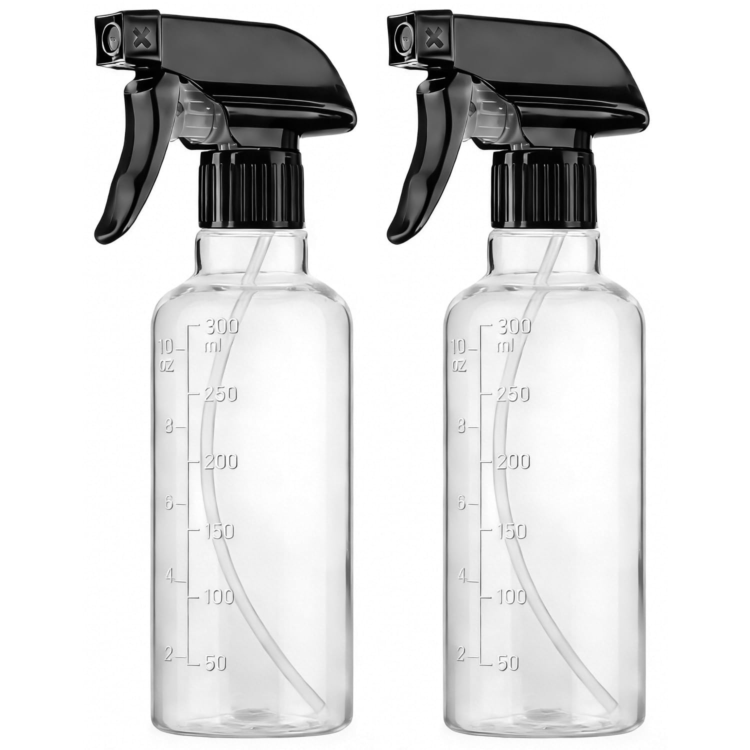 TTTred Plastic Spray Bottles (2 Pack 10 oz), Leakproof 2 PACK CLEAR