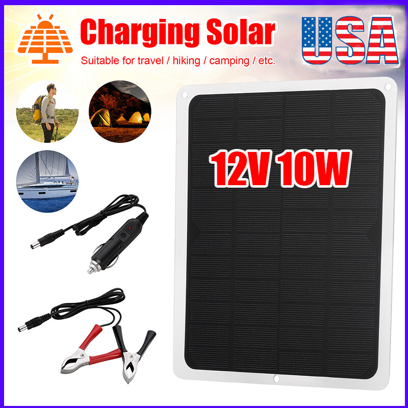 12V 10W Solar Panel Kit Trickle Charger Battery Charger Maintainer Boat RV Car