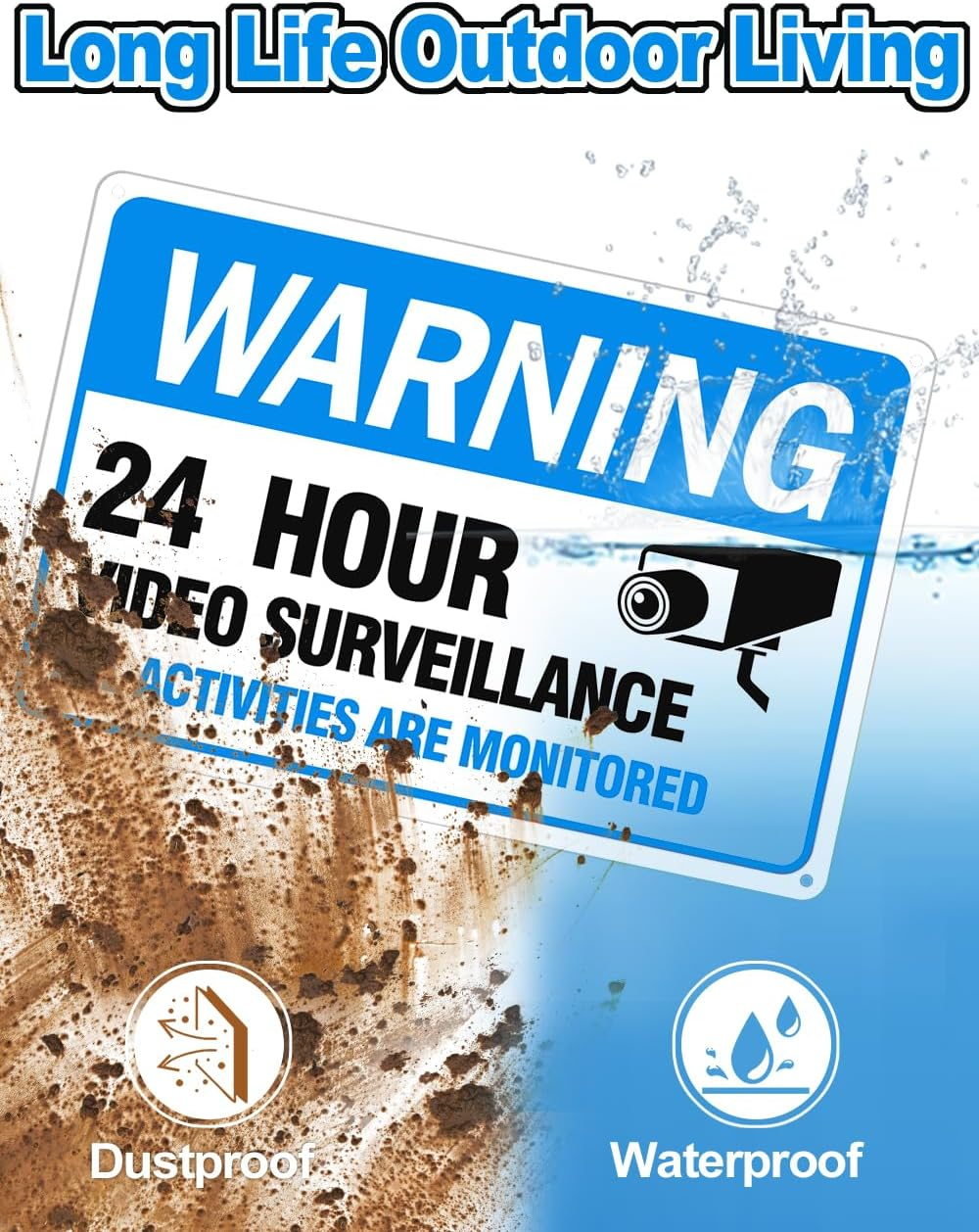 Video Surveillance Sign 4-Pack 12 x10 Security Camera Sign Reflective and W...