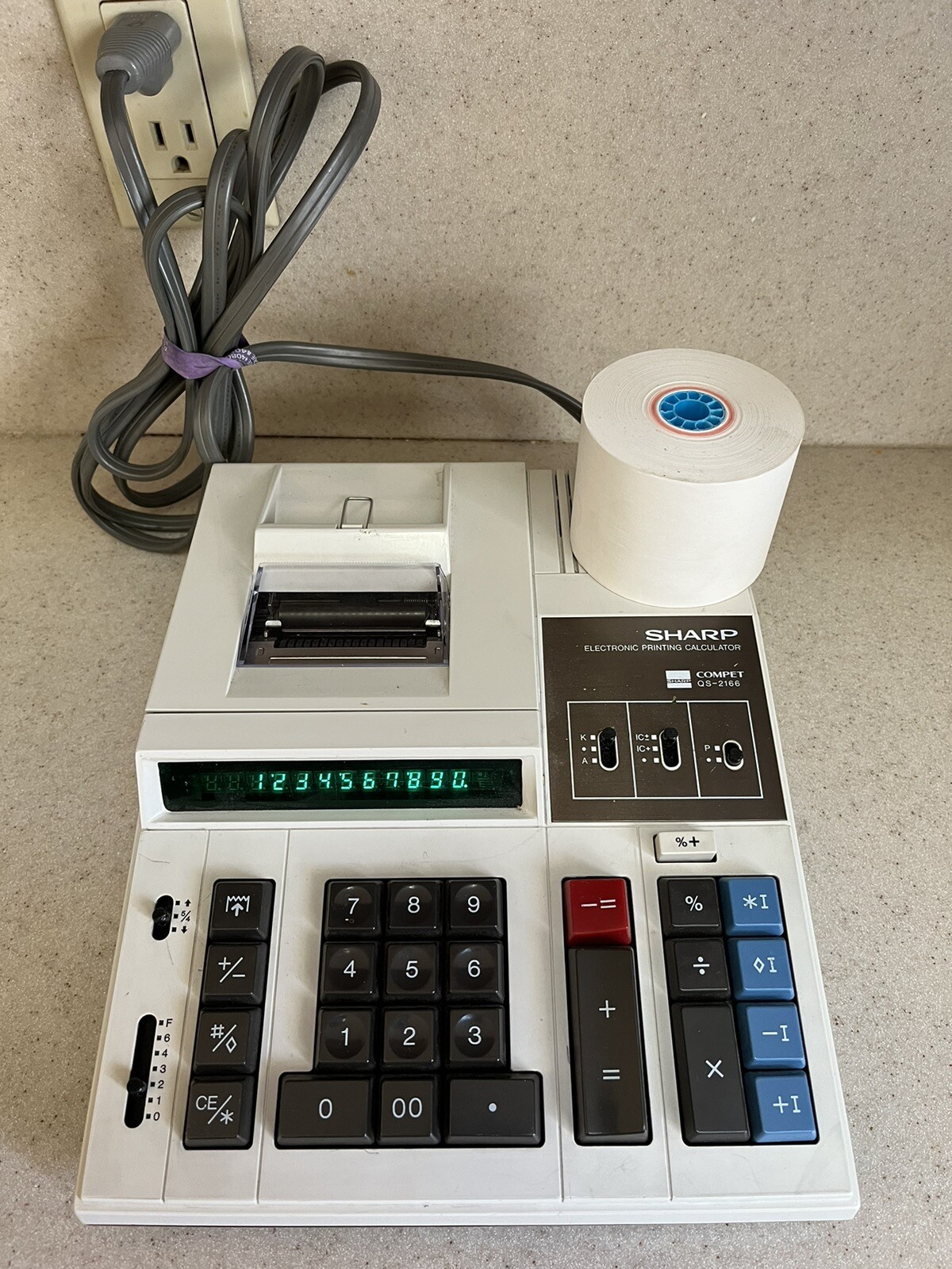 Sharp Printing Calculator compet qs-2166 w/ paper - Works.