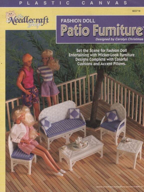 OOP!!! PLASTIC CANVAS FASHION DOLL PATIO FURNITURE