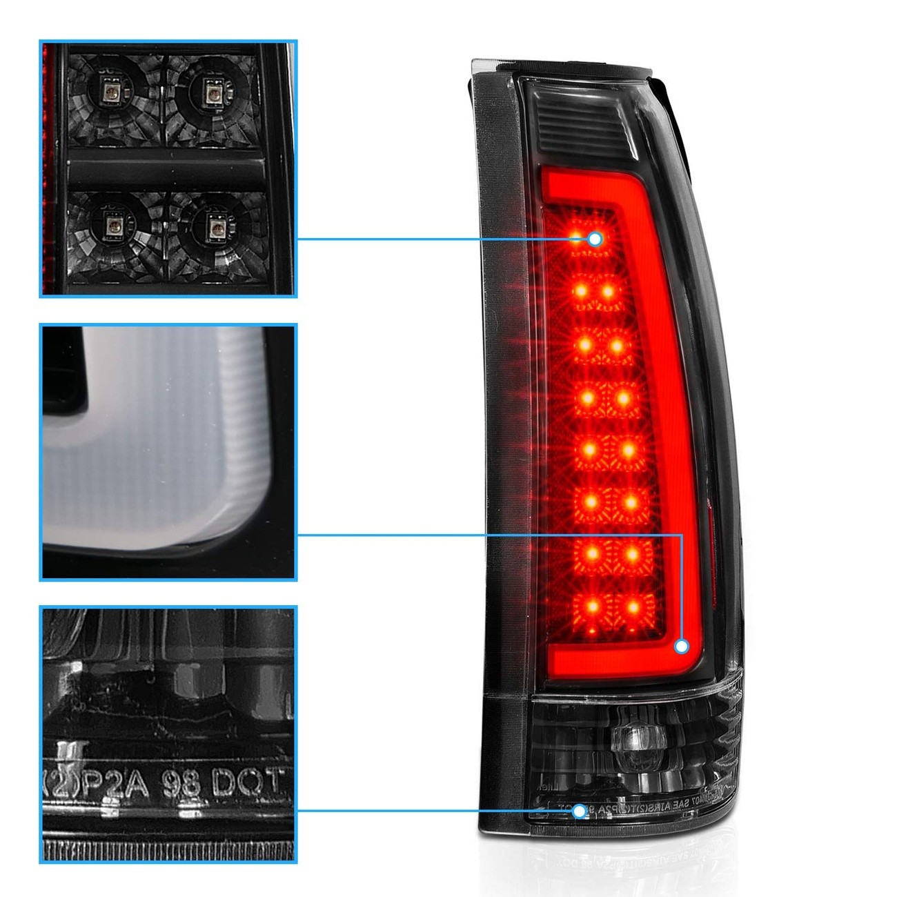 Chevy Silverado 88-99 LED Tube Tail Lights Matte Black