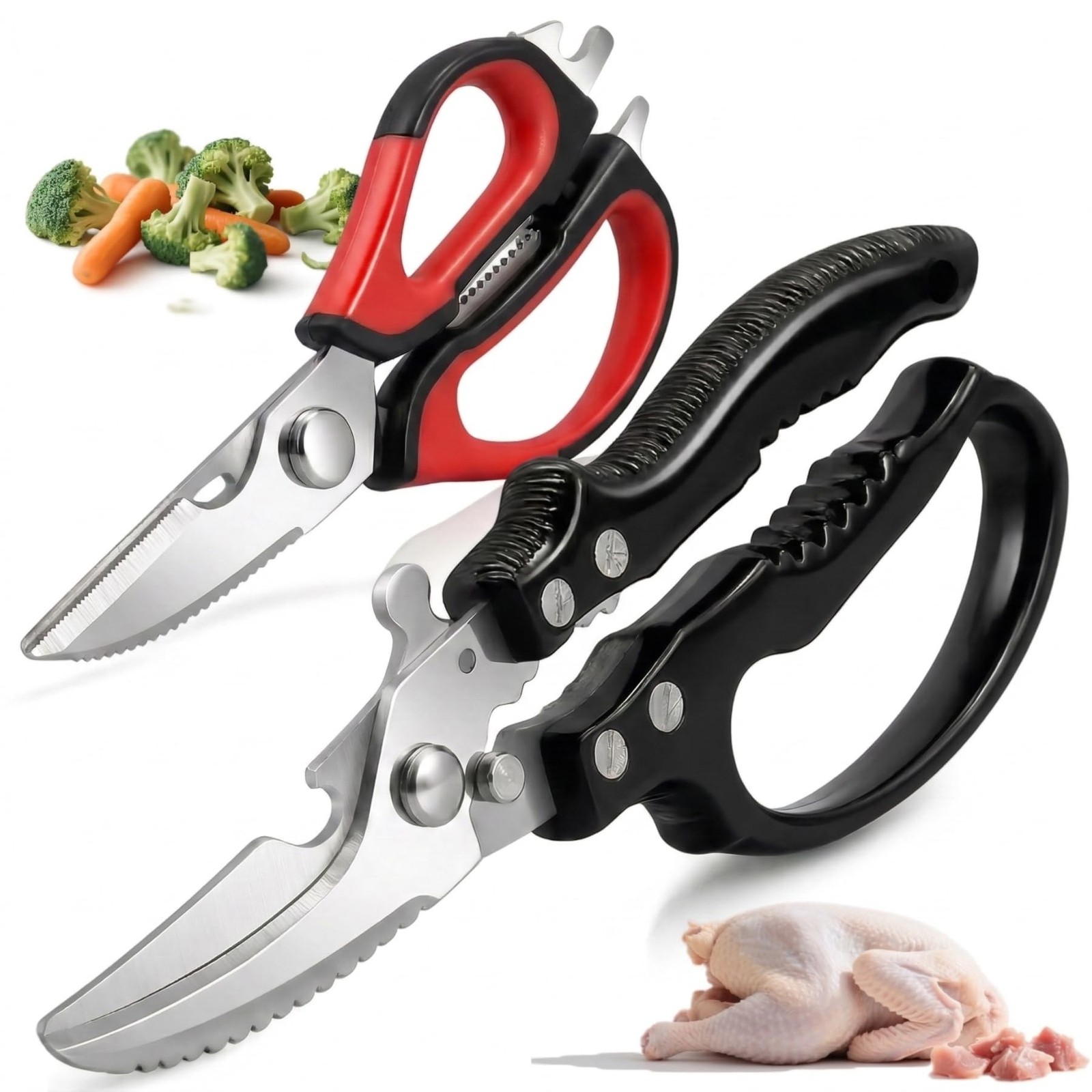 Kitchen Shears Heavy Duty Stainless Steel Cooking Scissors 2 Pack | Ultra Sha...