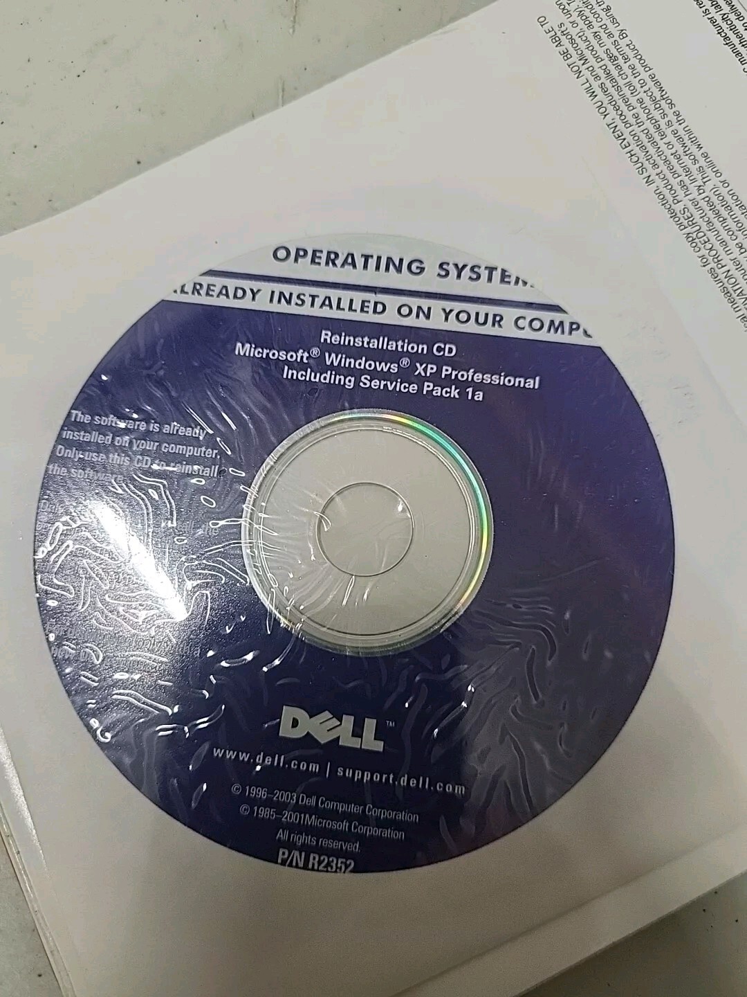 Dell Reinstallation CD Microsoft Windows XP Professional Service Pack 1a