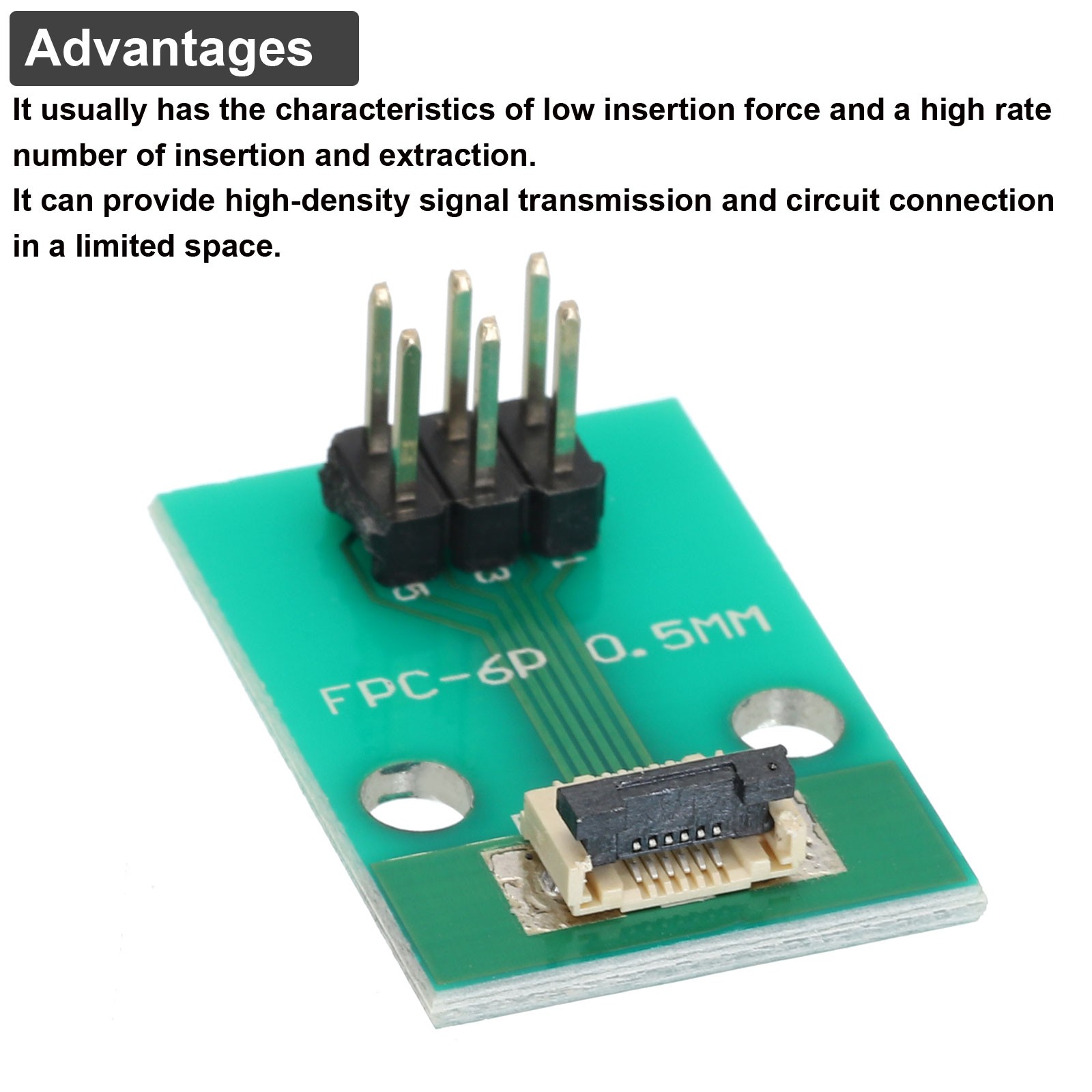 2Pcs FFC FPC Connector Board 6 Pin Double Row Male Pin Header Strip Adapter