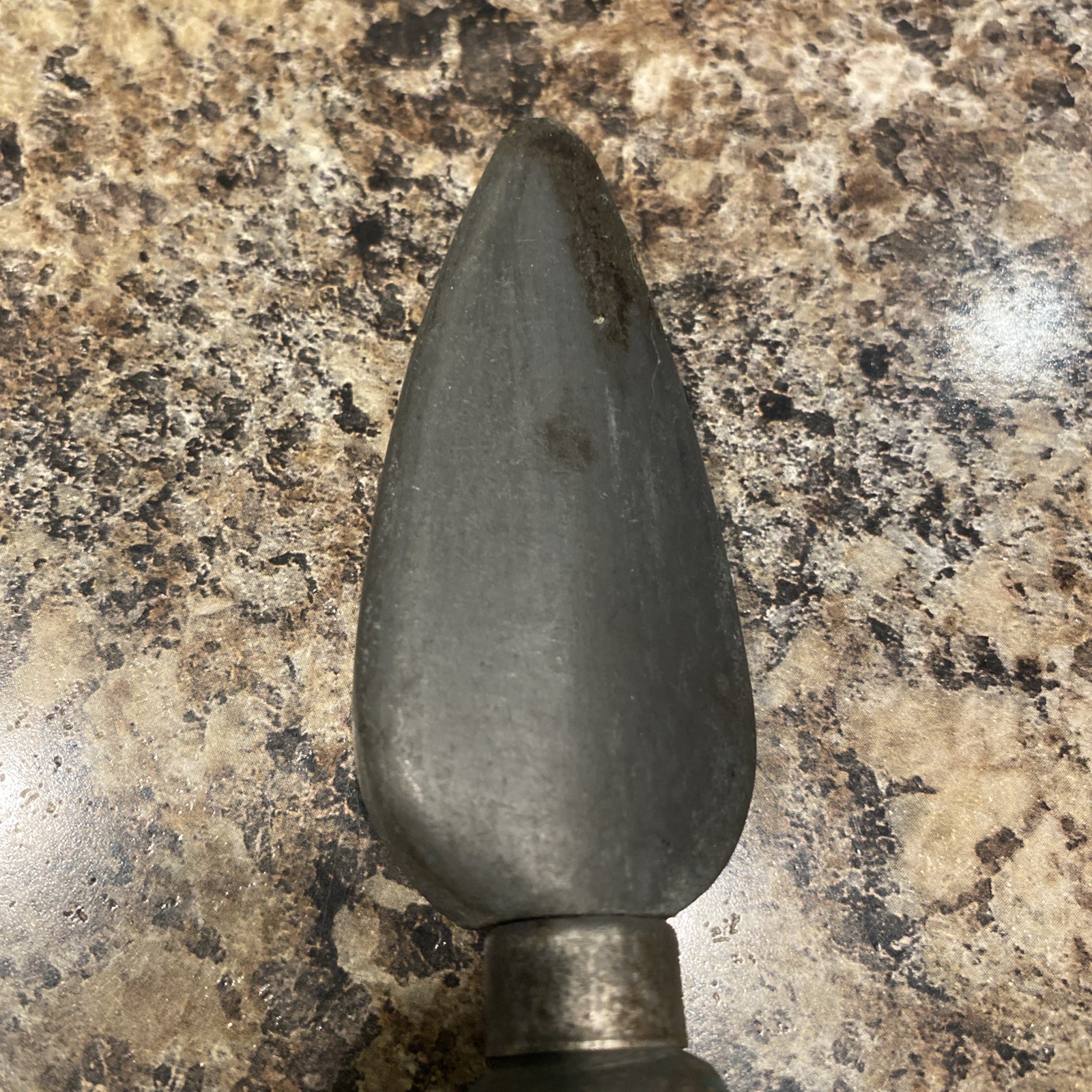 Vintage Carborundum knife shapener sharpening stone green wood handle