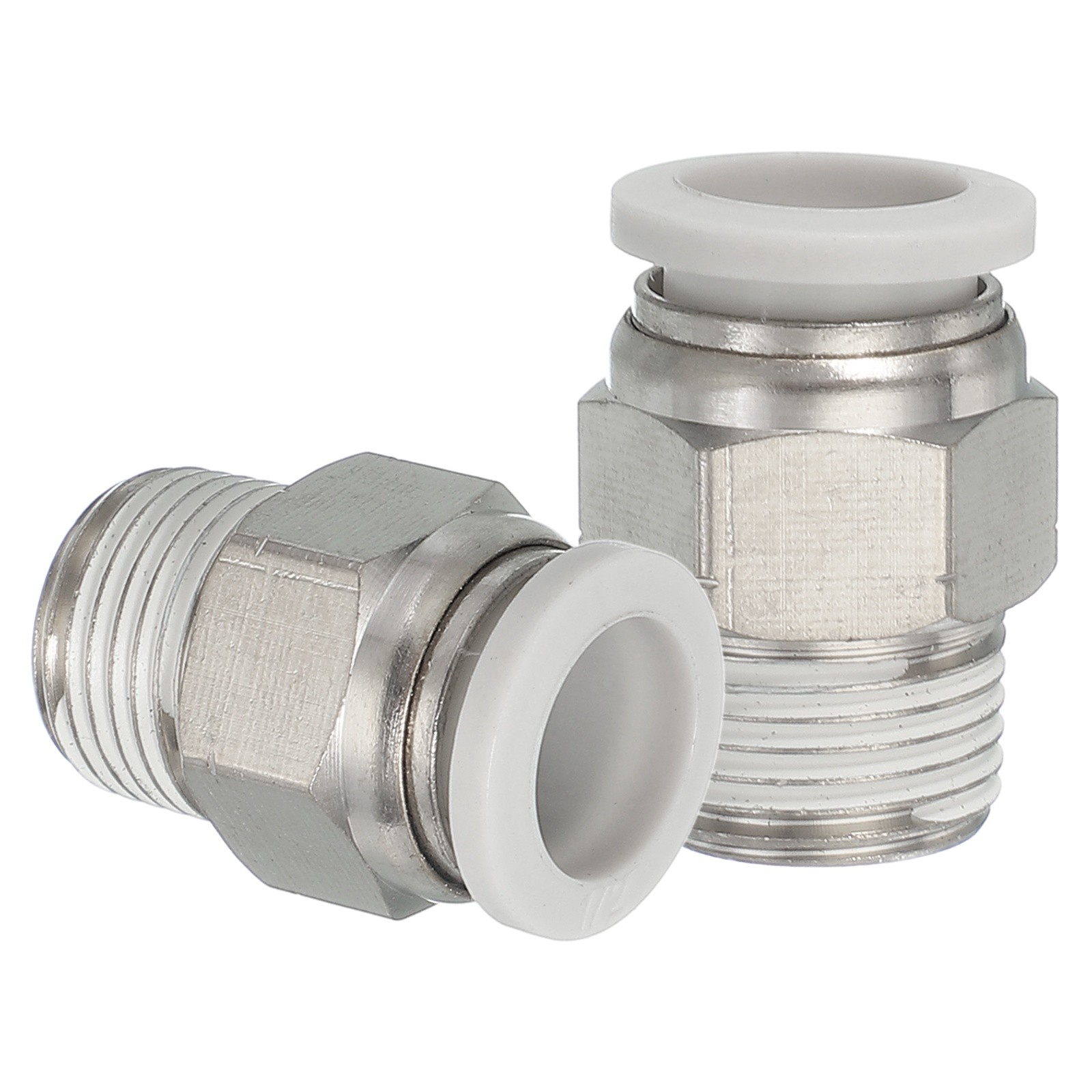 2 Pcs NPT Female 1/2" Tube OD x 3/8" NPT Thread Push to Connect Fittings White