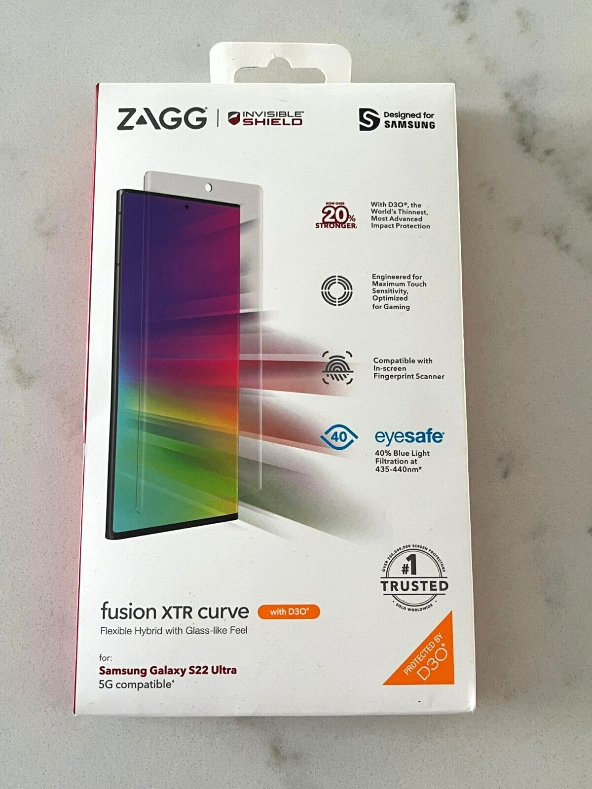 Set of 2 ZAGG Invisible Shield Fusion XTR Curve Screen Protector S22 ULTRA