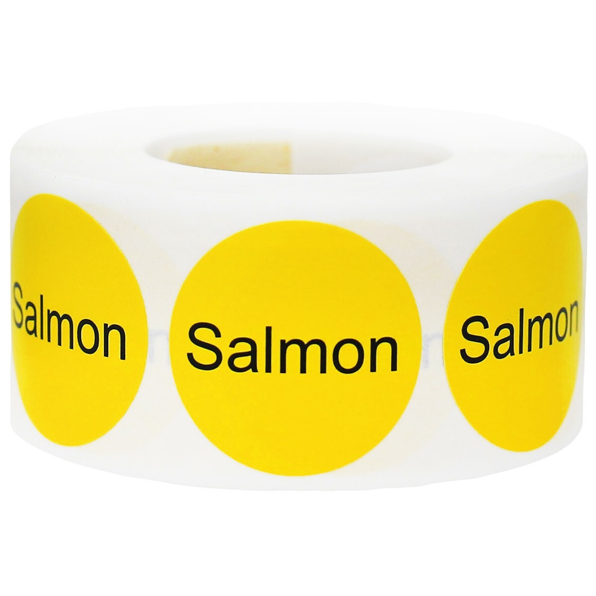 Salmon Seafood Deli Grocery Store Food Yellow Labels | 1" inch Round - 500 Pack
