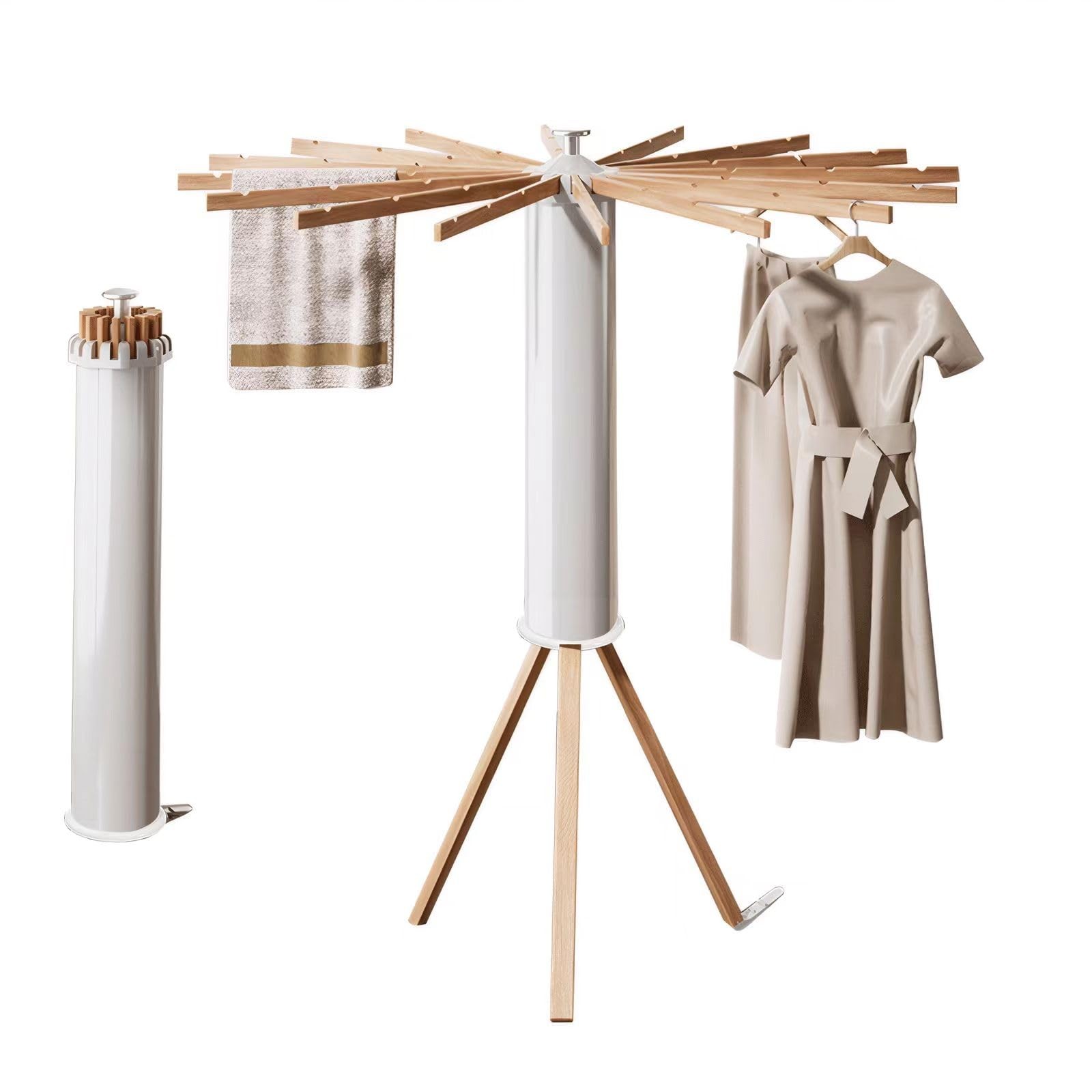 Tripod Clothes Drying Rack - Foldable Laundry Drying Rack - Household Floor S...