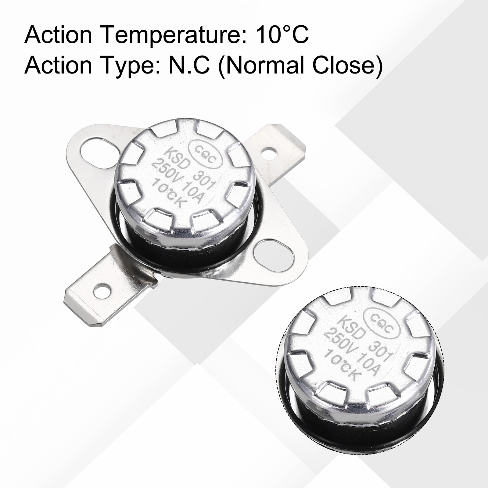 Temperature Control Switch , Thermostat , KSD301 10°C , 10A , N.O 2pcs