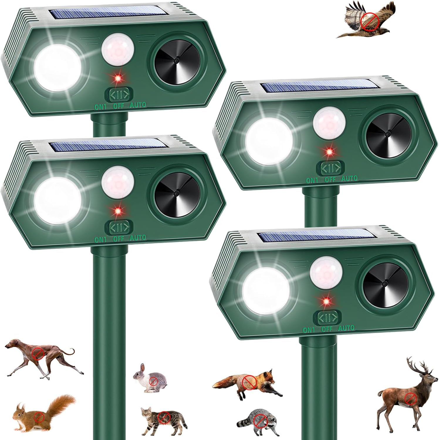 2026 Sonic Fortress Pro Deer Repellent Devices, Solar Ultrasonic Racoon Squirrel