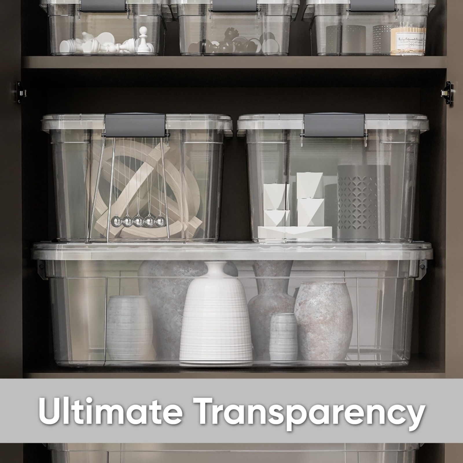 Superio Clear Storage Box with Lid, 13.7 Qt Stackable Plastic Organizer Bin