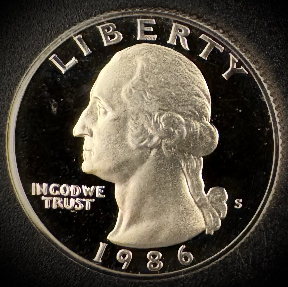 1986-S Washington Quarter PROOF Clad DEEP ULTRA CAMEO Coin