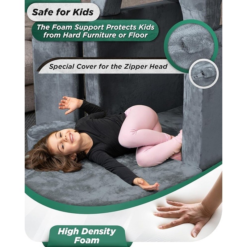 Modular Kids Play Couch Foam Set 14 Pieces Creative Building Furniture Kids New