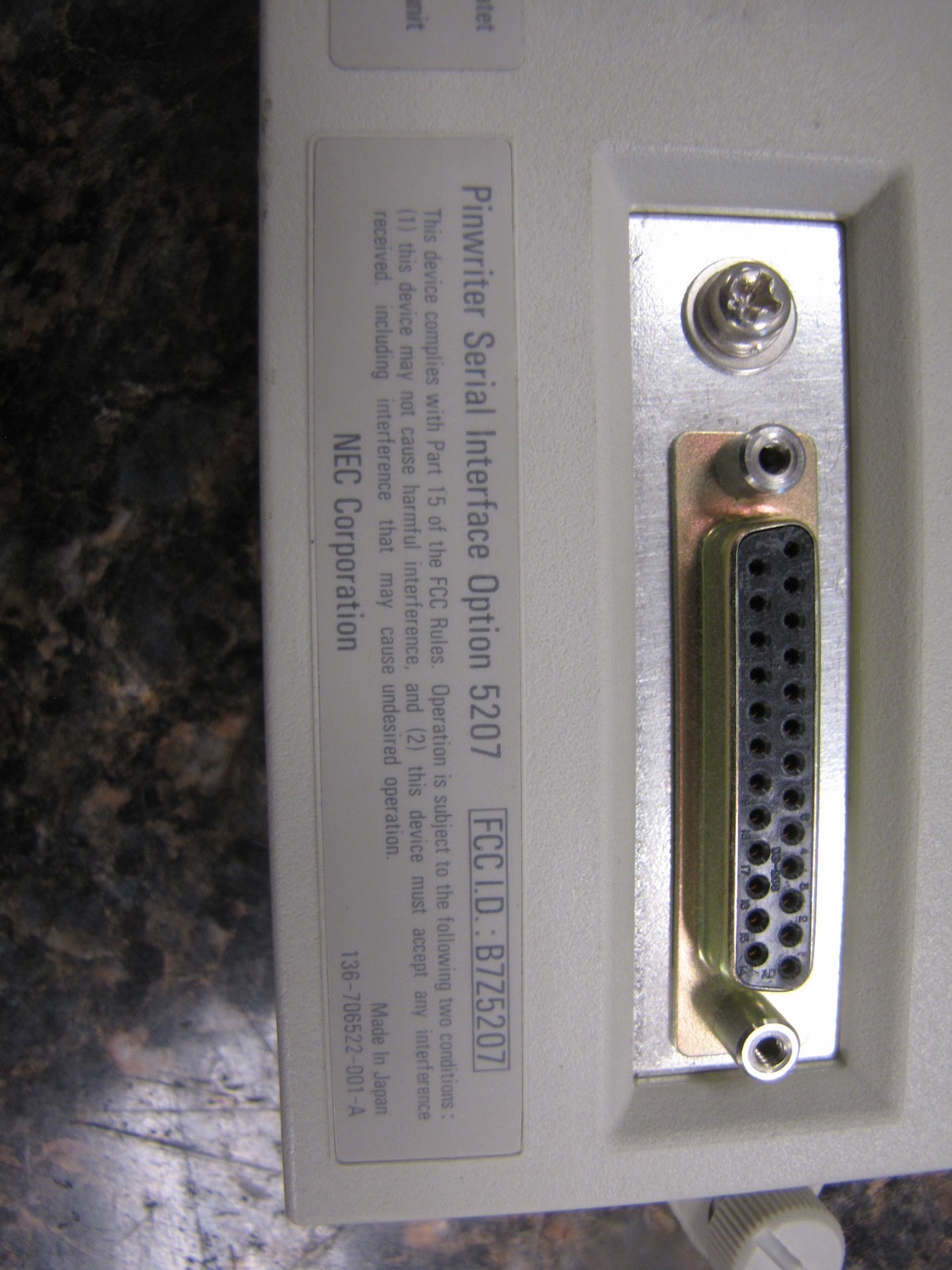 NEC PINWRITER SERIAL INTERFACE OPTION 5207 MODULE -HJ2