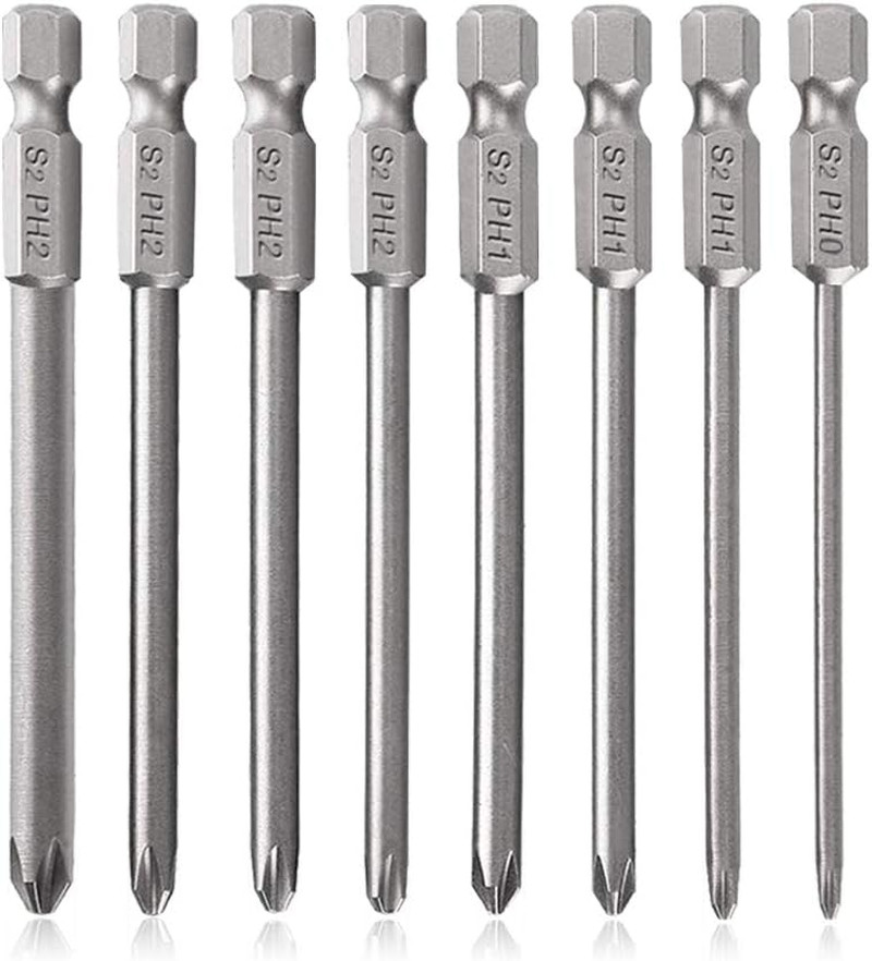 8Pcs Magnetic Cross Head Screw Driver Bit Phillips Screwdriver Set Bits 1/4 Inch