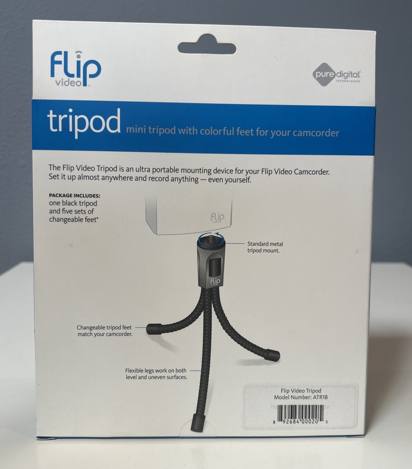 Flip Video Mini Tripod with Interchangeable Feet Pure Digital Tech