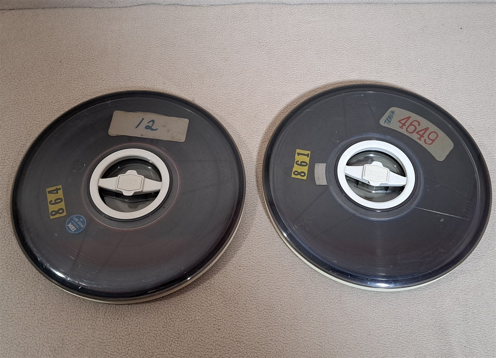 2 IBM 9-Track 10.5" Computer Data Magnetic Tape Reels [w/ Cases] k