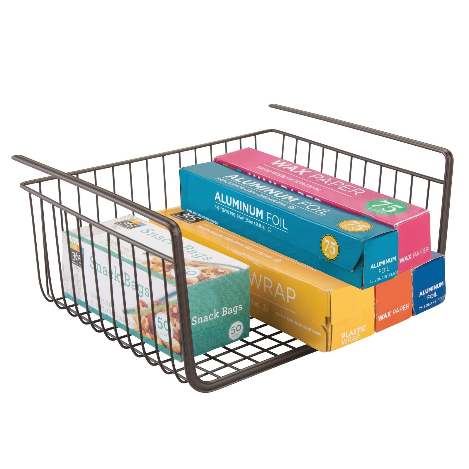 iDesign York Metal Under Shelf Storage Basket Storage Organizer for Kitchen,