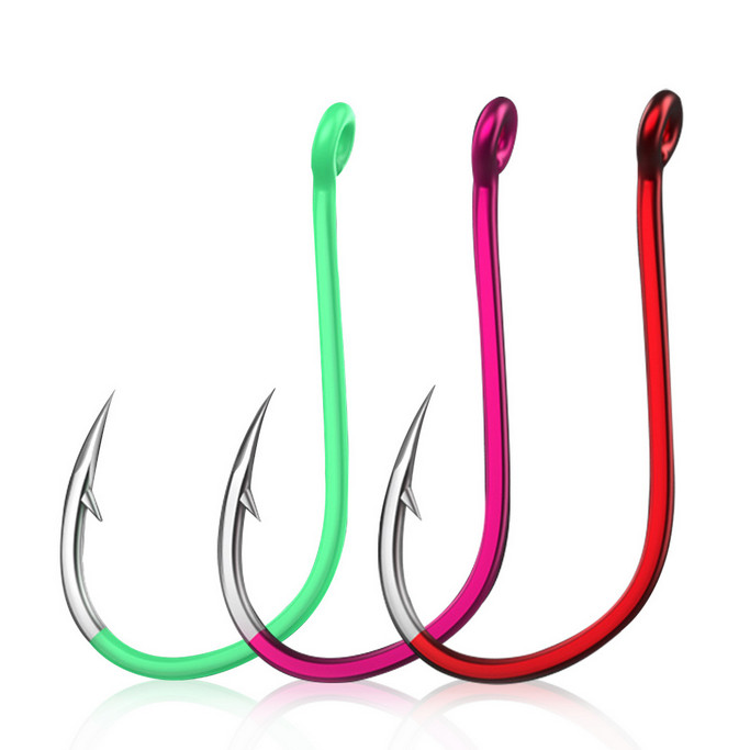 50Pcs Fishing Hooks Saltwater Octopus Hooks Carbon Steel Three Colors Available