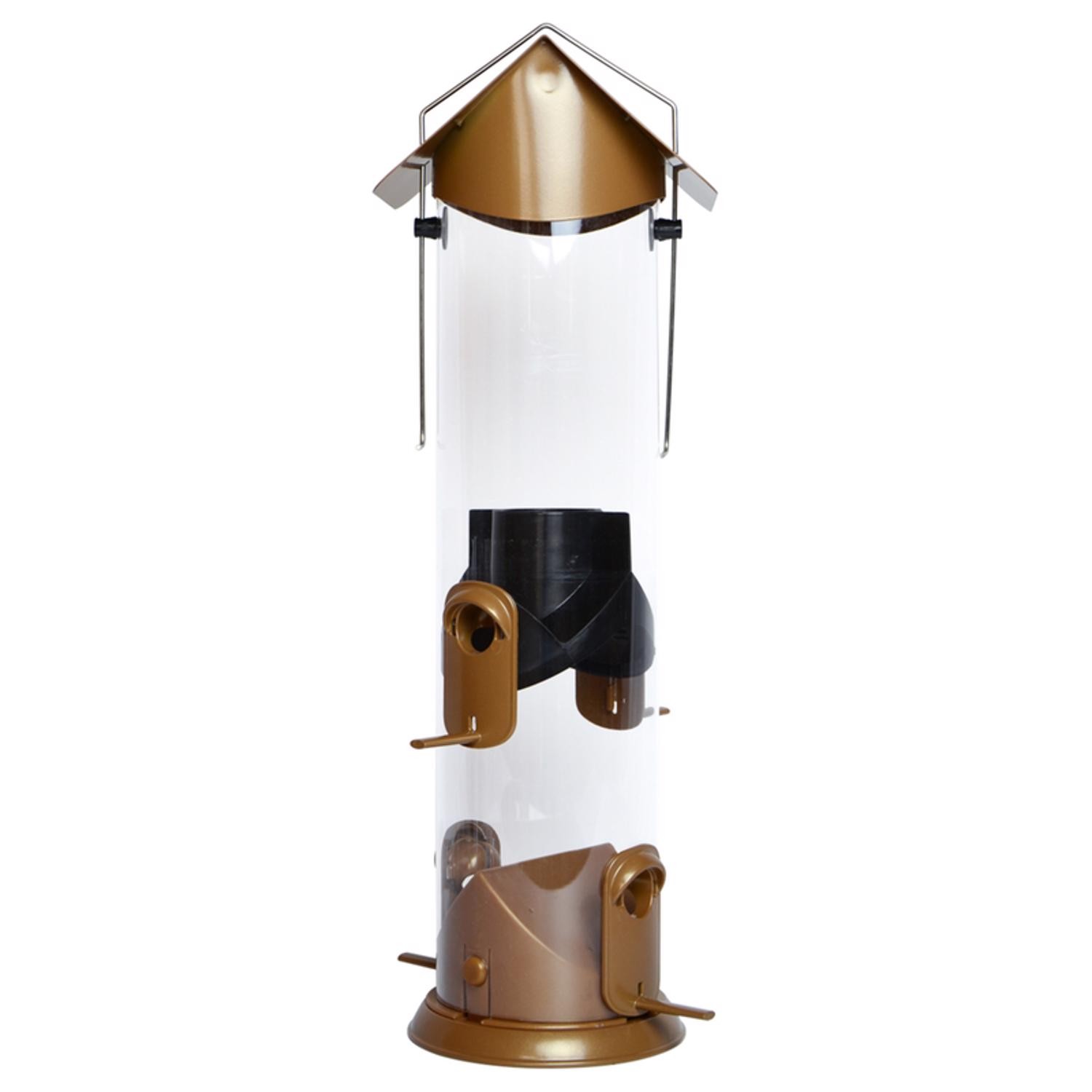 Nature's Way Wide Deluxe 3 qt Metal/Plastic Tube Bird Feeder 4 ports