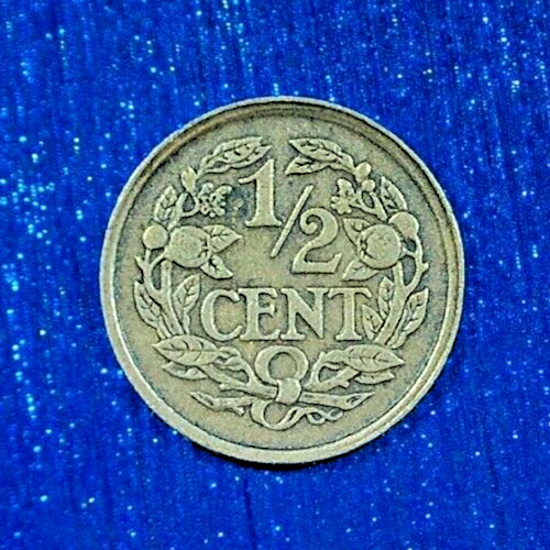 WORLD COIN SALE-1930 NETHERLANDS 1/2 CENT-BRONZE COMPOSITION COIN-KM#138