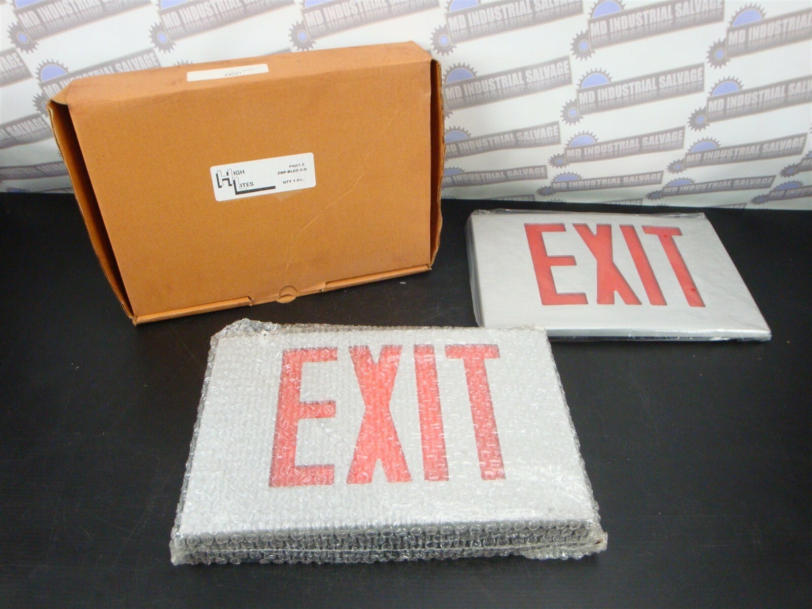 HIGH-LITES Emergency LIGHTED Single or Double SIDED EXIT SIGN ZBP-BLED-5-R (NEW)