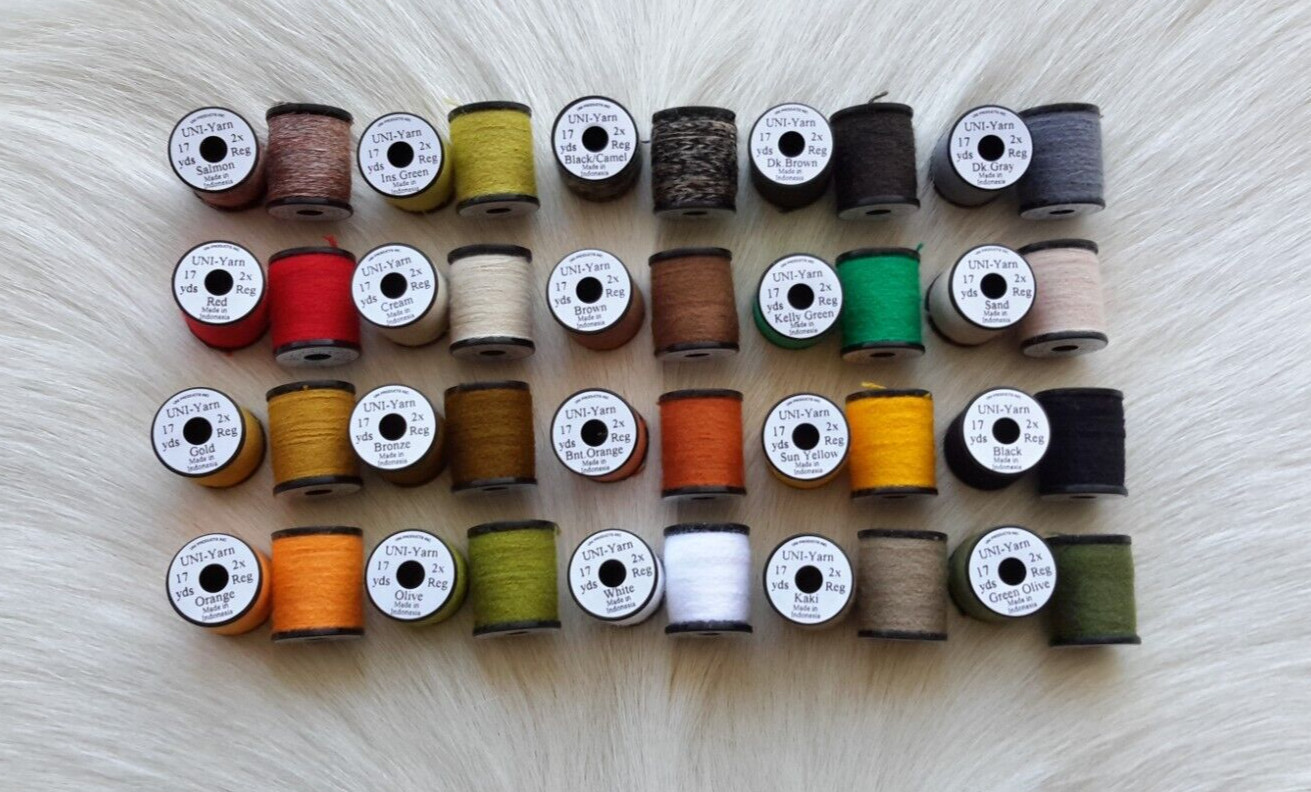Fly Tying Thread. Uni- Yarn (20 Spool Combo) 17 yard spools, . Free Shipping.