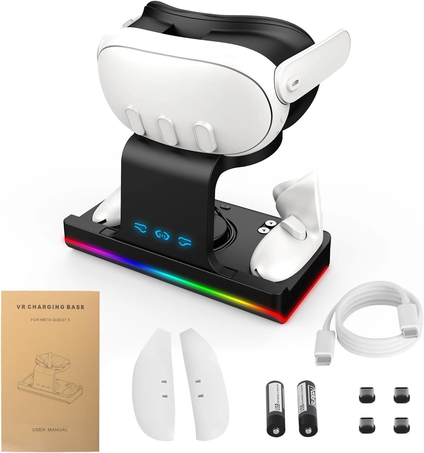 Charging Dock  For Meta Quest 3 Magnetic VR  Headset Charging Station ABS