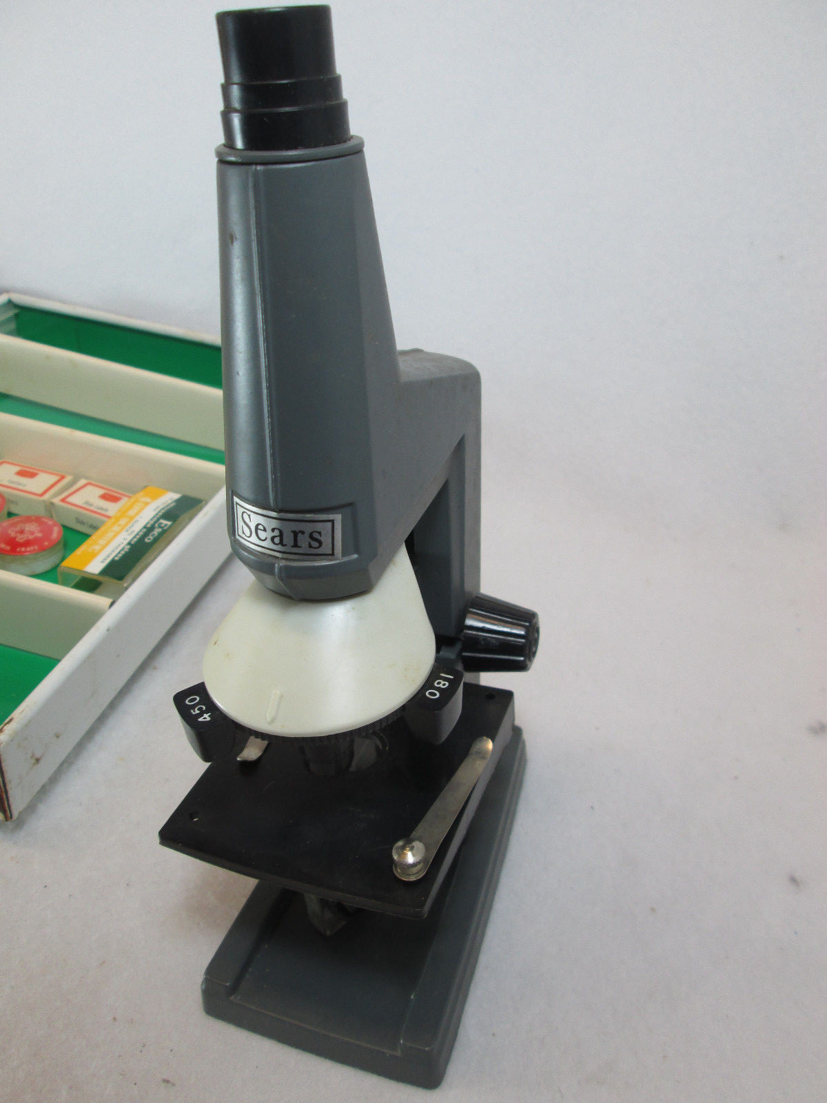 Vintage 1960's Sears Microscope Lab w/metal fold out case
