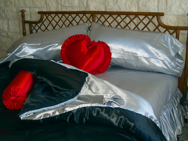 King Size Waterbed Sheet set with Stay Tuck Poles - RED Bridal Satin - US MADE