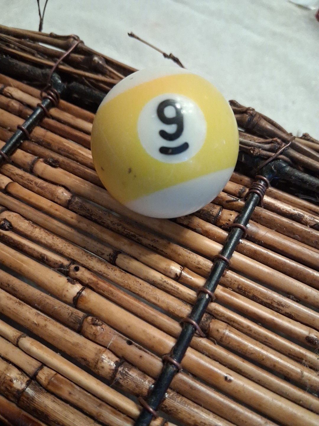 Replacement Mini Billiard Pool Ball - Yellow White Strip #9