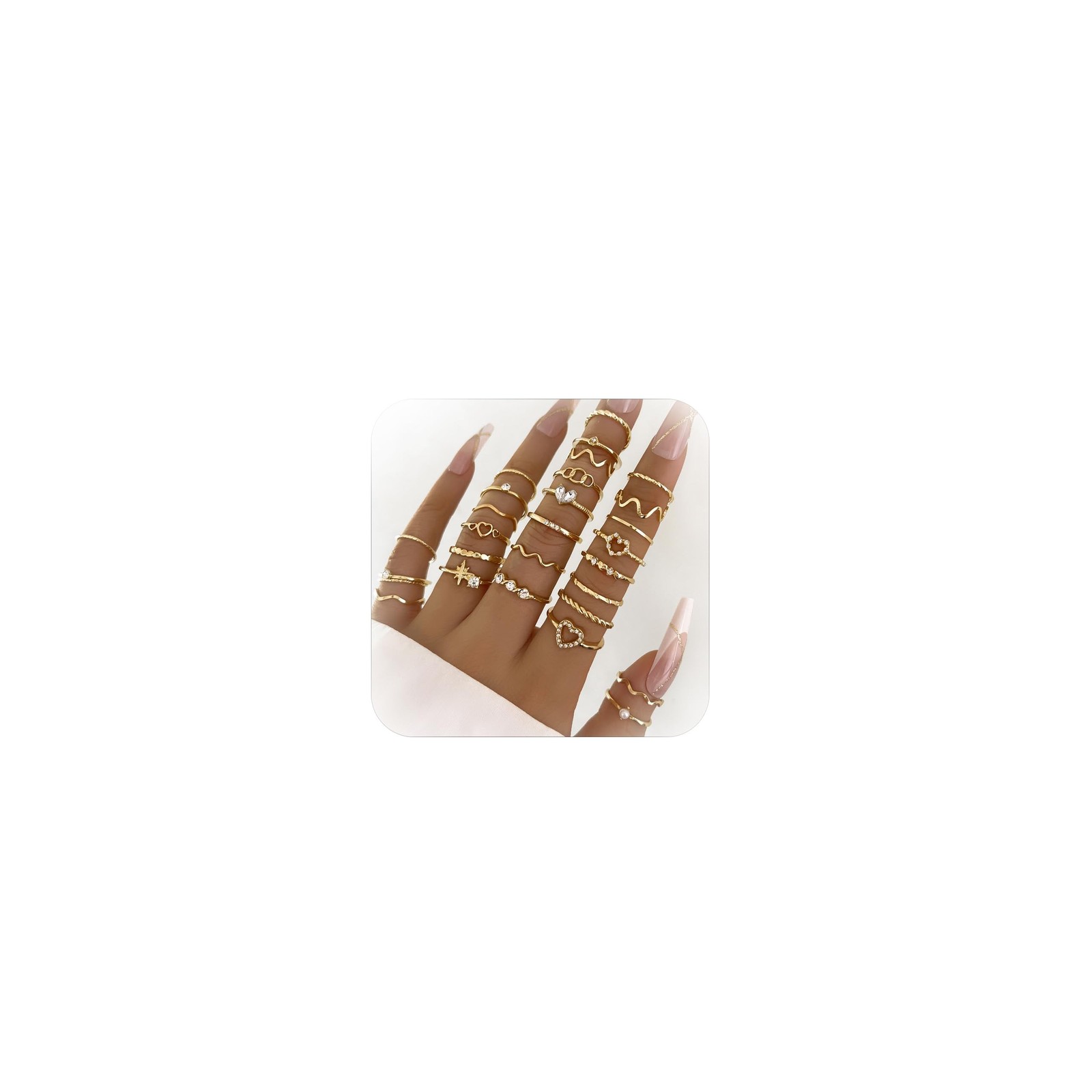 28 Pcs Gold Knuckle Rings Set for Women Dainty Stacking Finger Rings Pack Sta...