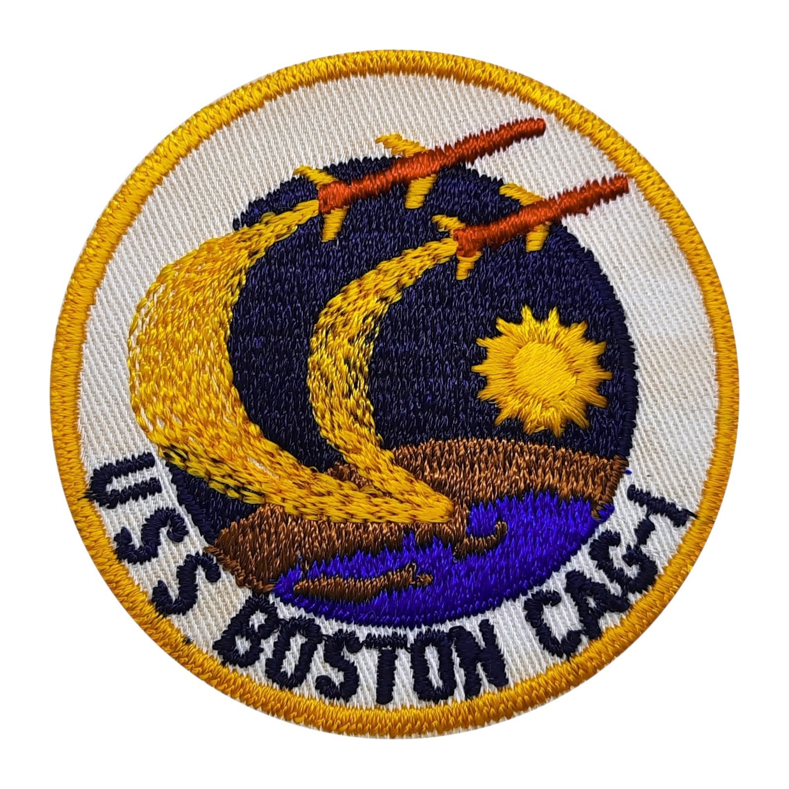 Original 3" USS Boston CAG-1 Patch Vietnam War Era Navy Missile Cruiser Ship VTG