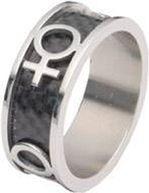Pride Shack - Venus Female Black Carbon Fiber Ring - Womens Ladies Lesbian Pride