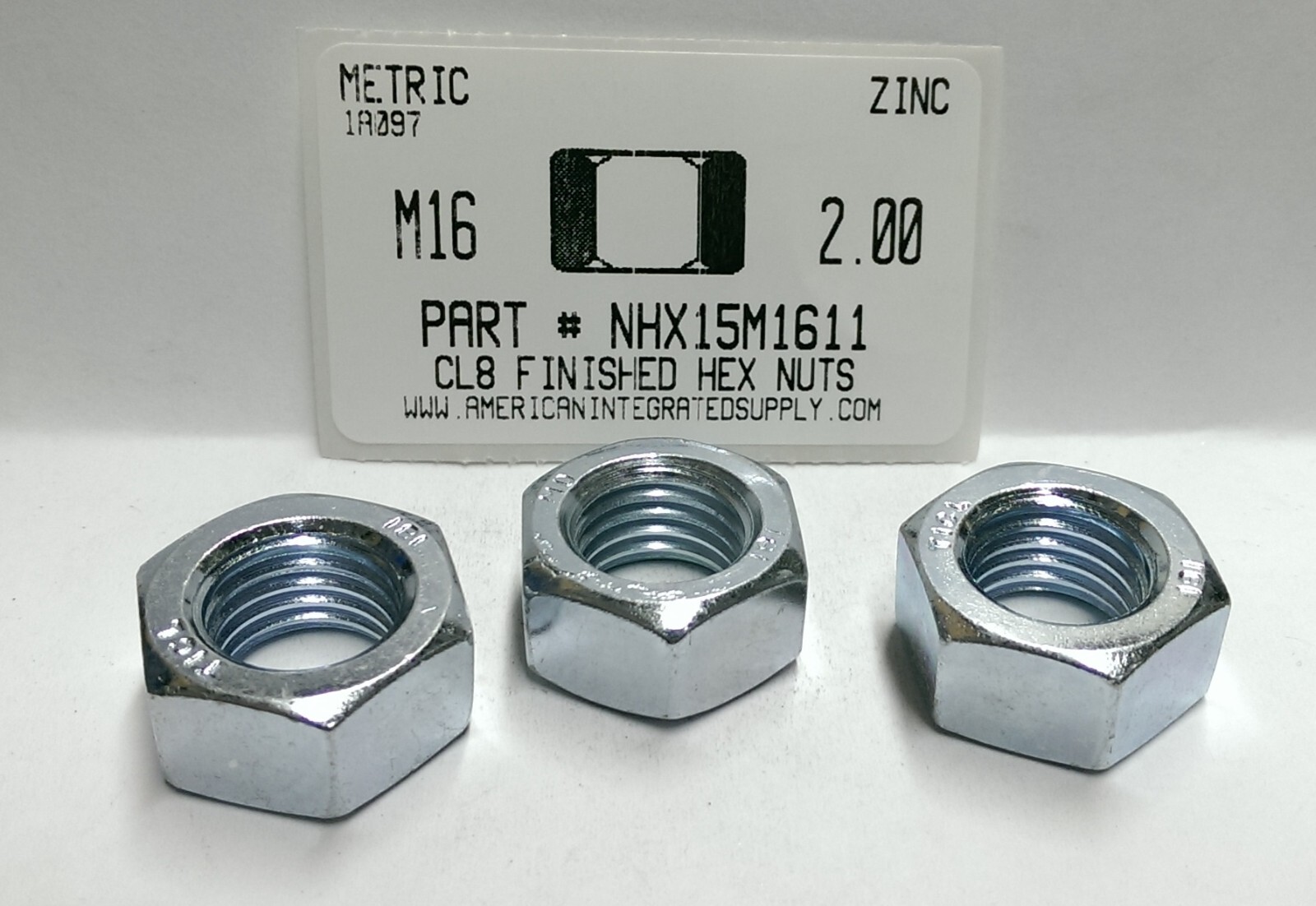 M16-2.00 HEX NUTS CLASS 8 STEEL ZINC PLATED (10)