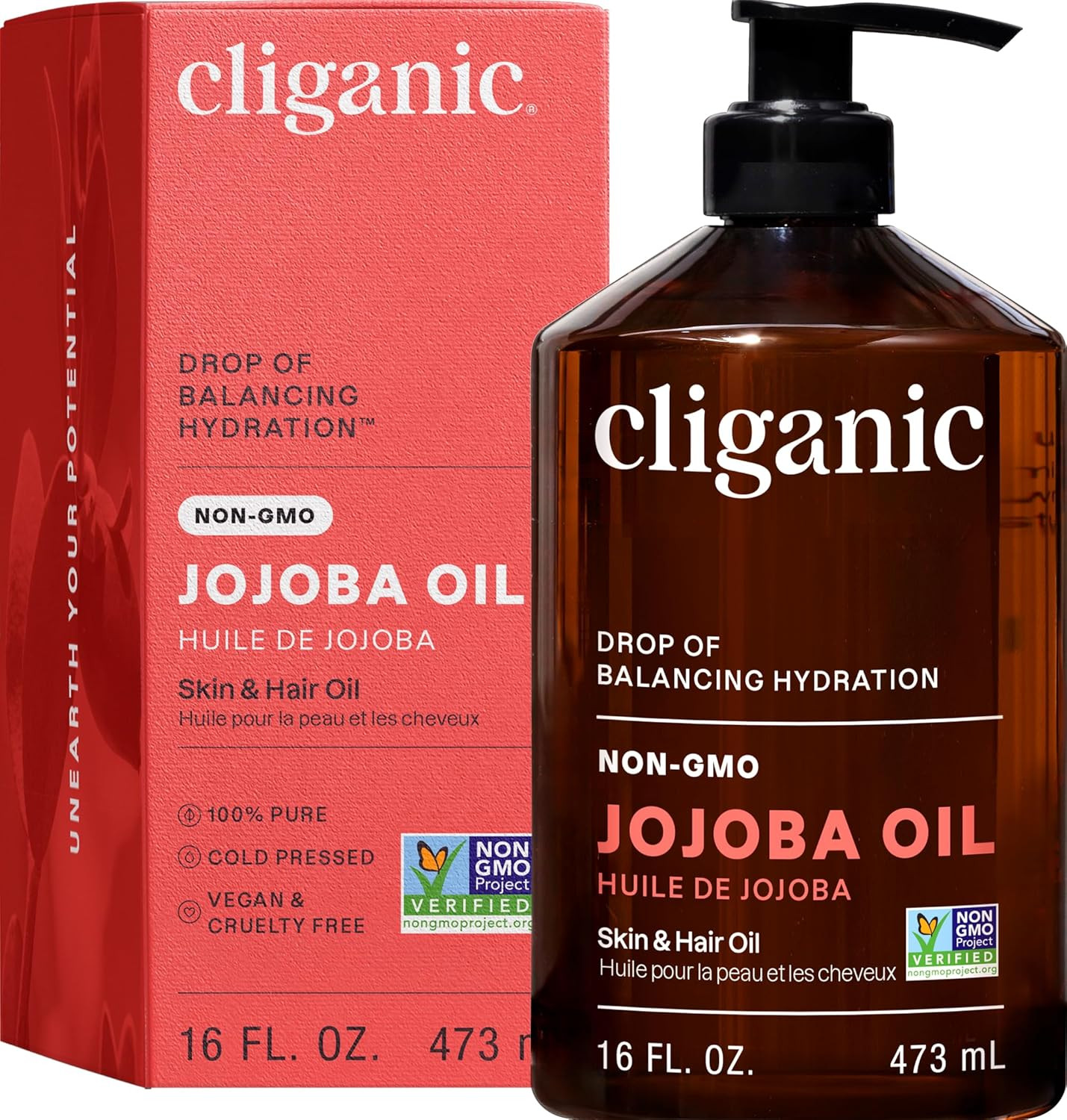 Jojoba Oil Non-Gmo, Bulk 16Oz | 100% Pure for Skin, Hair & Face, Cold Pressed Na