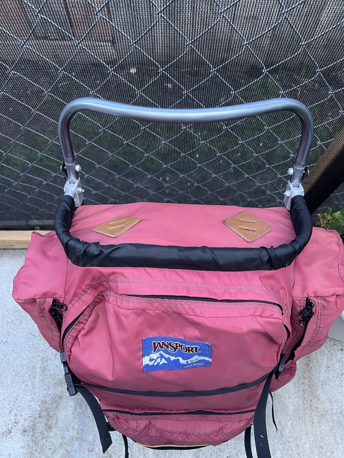 Vtg Jansport External Frame Red Camping Backpack Hip Wings