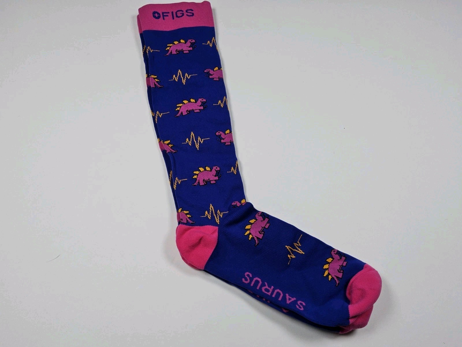 FIGS Compression Steth-O-Saurus Dinosaur Nurse Medical Socks Size L