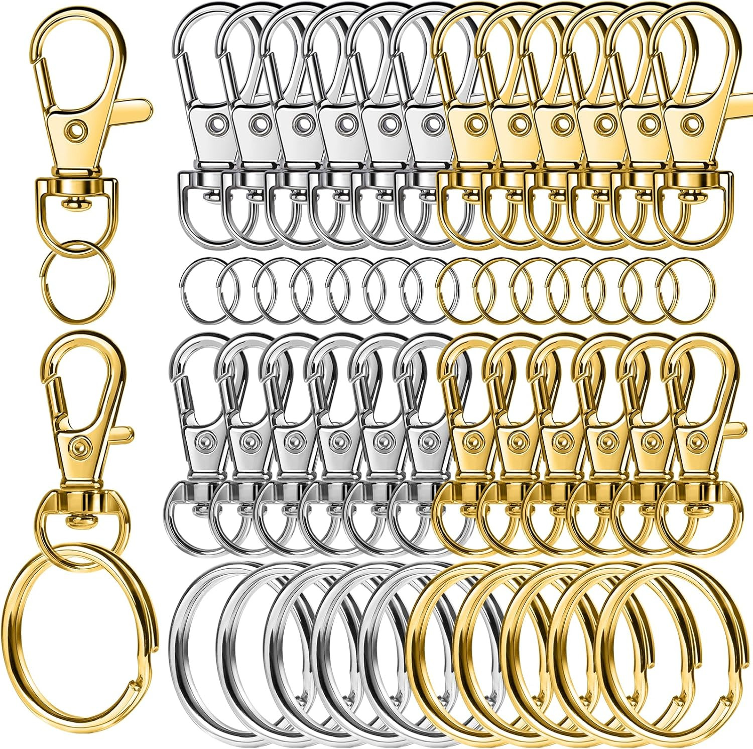 60 PCS Keychain Making Kit Lobster Clasps & Key Rings for Crafts & Jewelry