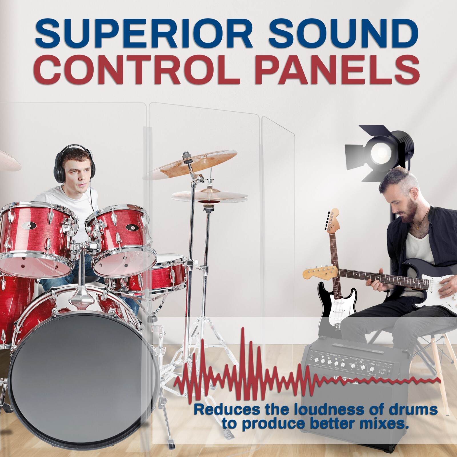 DS5 Drum Shield/Drum Screen/Drum Shield Panels with Full Legth Plastic Hinges