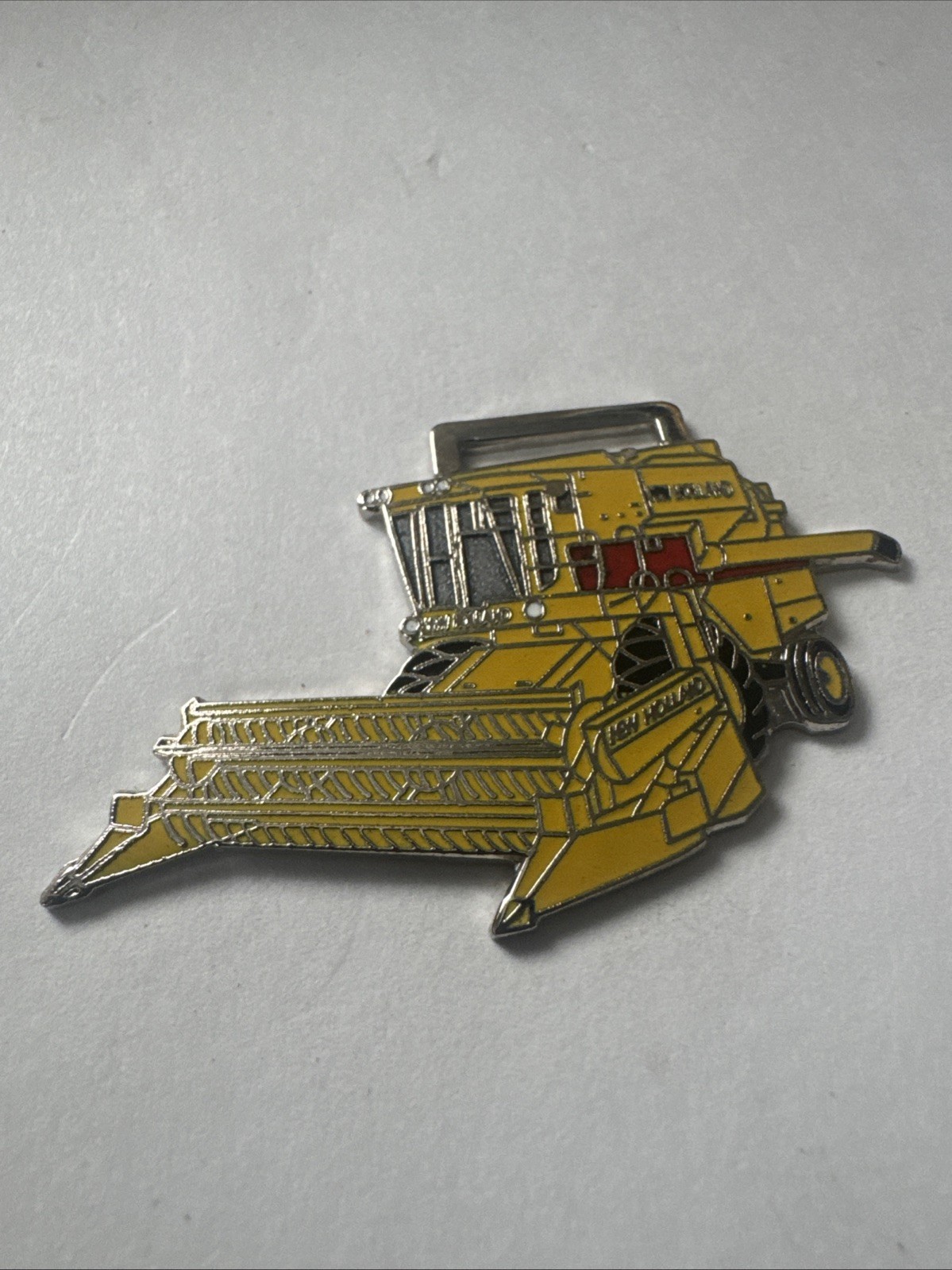 Vintage New Holland Combine Farm  Metal Key Chain Ring WATCH Fob Free Shipping