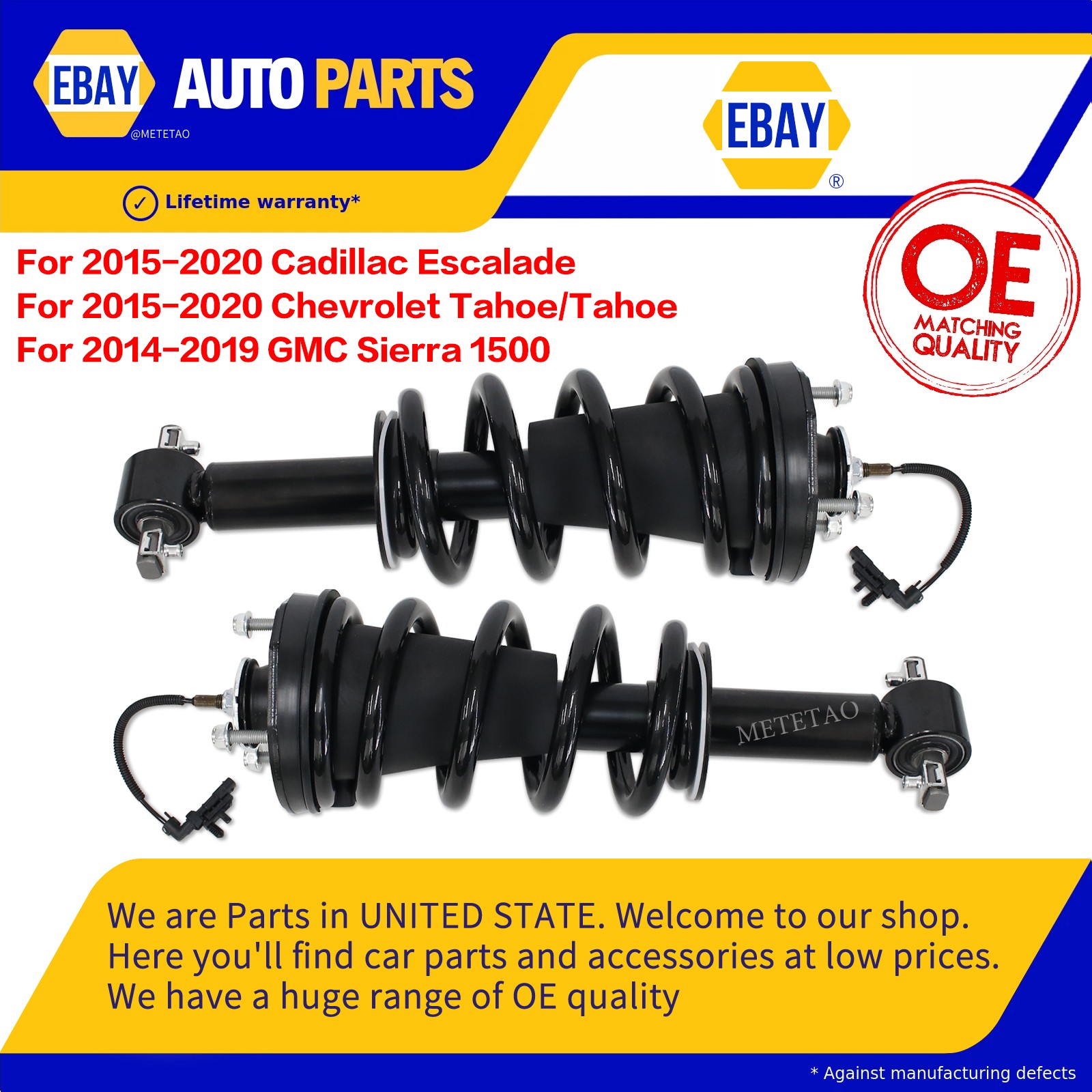 2× Front Shock Struts Assys For 2015-2020 GMC Yukon Cadillac Escalade 84977478