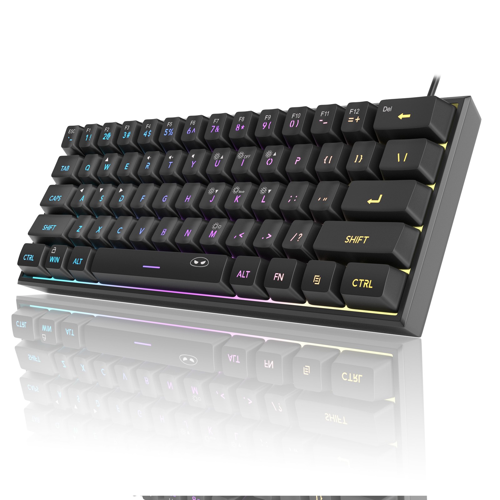 MageGee TS91 60% Wired Gaming Keyboard Metallic Feel RGB Backlit 61-Key
