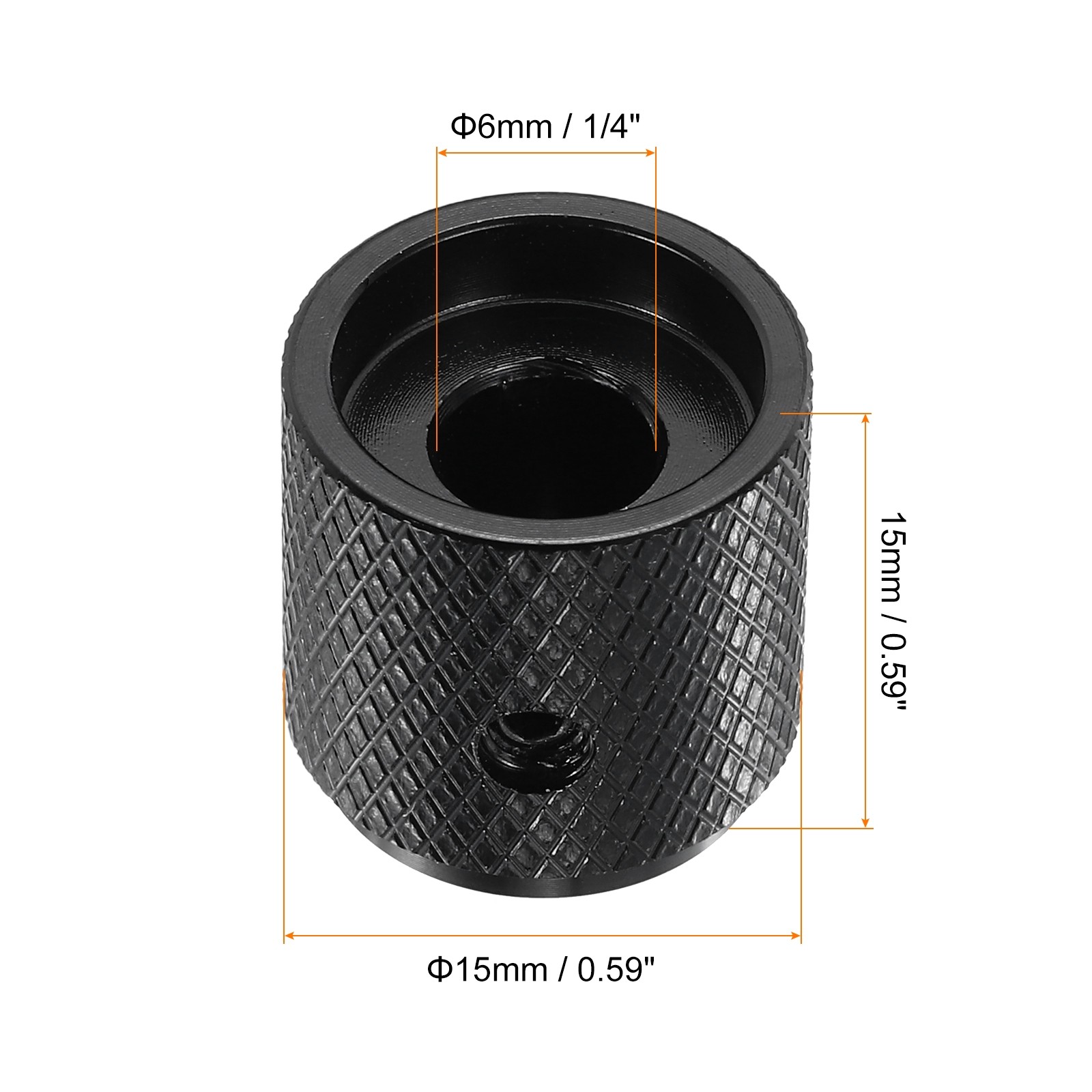4 Pcs Aluminium Knobs, 6mm IDx15mm ODx15mm, Arrow Indicator, Black