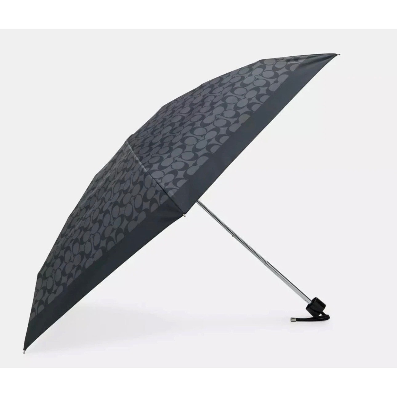Coach UV Signature Mini Umbrella Charcoal Grey Signature C Logo CZ197 NEW