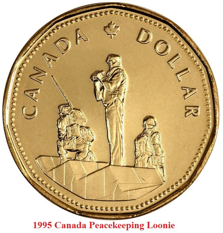 1995 Canada Peacekeeping Loonie One Dollar Coin. Mint UNC. $1 Loon