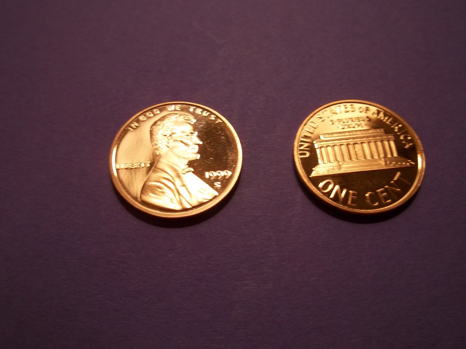 1999 "S" Proof Gem Lincoln Cents taken from PROOF Sets